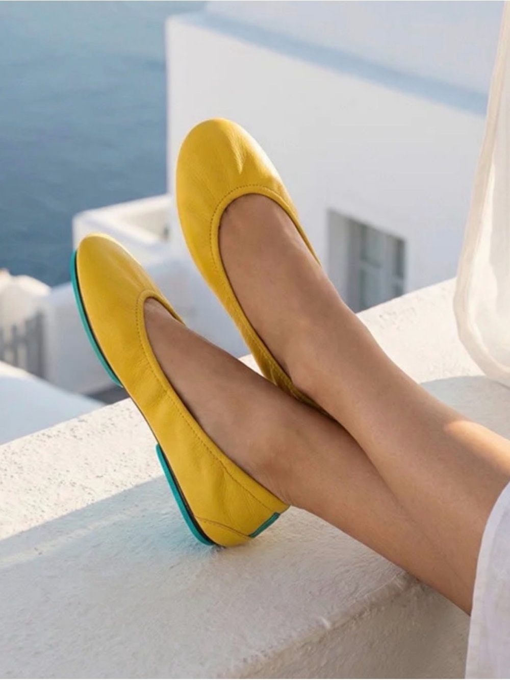 Tieks Mustard Yellow Leather Ballet Flats Size 9 Foldable Travel Shoes